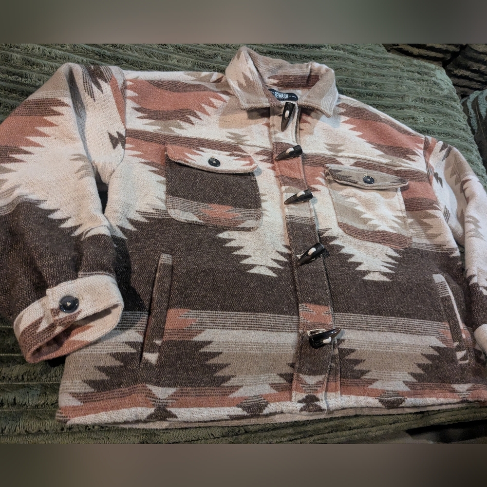 Rewash Brown and Cream Patterned Jacket